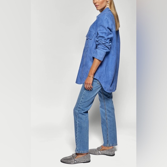 Khaite Jinn Suede Shirt, 6, Blue Iris - Picture 8 of 17